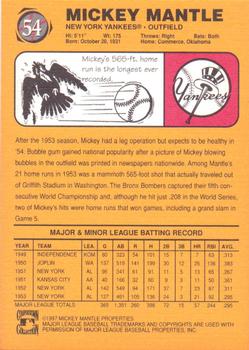 1997 Scoreboard Mickey Mantle #54 Mickey Mantle Back