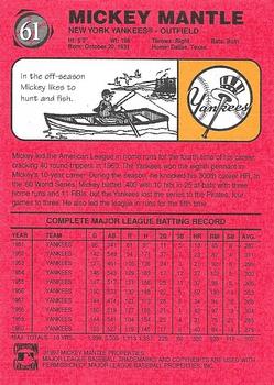 1997 Scoreboard Mickey Mantle #61 Mickey Mantle Back