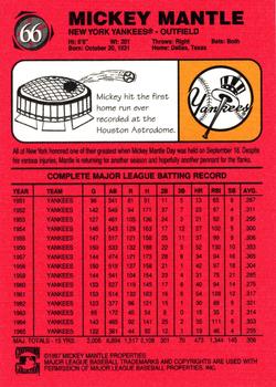 1997 Scoreboard Mickey Mantle #66 Mickey Mantle Back