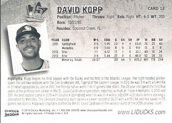 2014 Choice Long Island Ducks #12 David Kopp Back