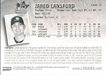 2014 Choice Long Island Ducks #13 Jared Lansford Back