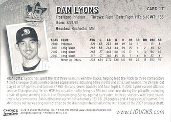 2014 Choice Long Island Ducks #17 Dan Lyons Back
