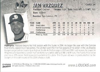 2014 Choice Long Island Ducks #24 Jan Vazquez Back