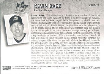 2014 Choice Long Island Ducks #27 Kevin Baez Back