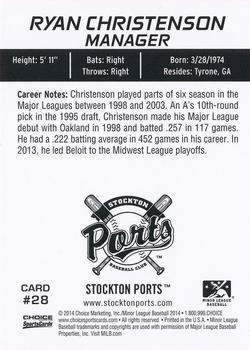 2014 Choice Stockton Ports #28 Ryan Christenson Back