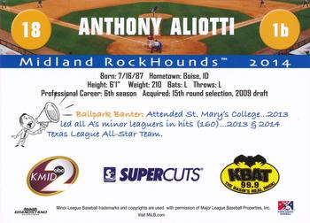 2014 Grandstand Midland RockHounds #NNO Anthony Aliotti Back