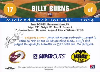 2014 Grandstand Midland RockHounds #NNO Billy Burns Back