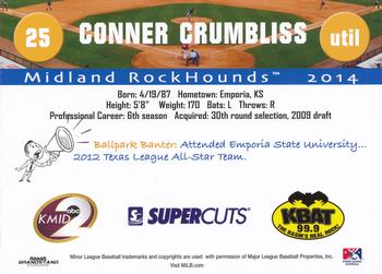 2014 Grandstand Midland RockHounds #NNO Conner Crumbliss Back