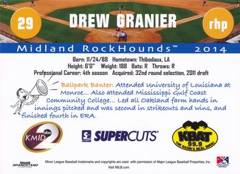 2014 Grandstand Midland RockHounds #NNO Drew Granier Back