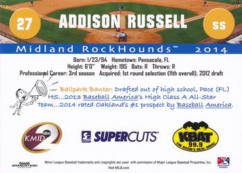2014 Grandstand Midland RockHounds #NNO Addison Russell Back