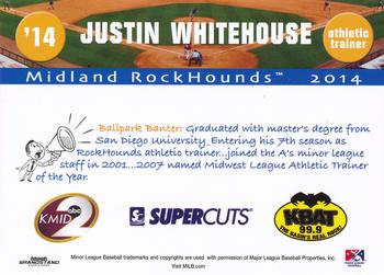 2014 Grandstand Midland RockHounds #NNO Justin Whitehouse Back