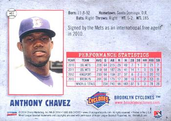 2014 Choice Brooklyn Cyclones #07 Anthony Chavez Back