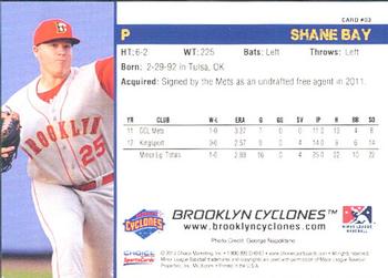 2013 Choice Brooklyn Cyclones #03 Shane Bay Back
