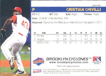 2013 Choice Brooklyn Cyclones #07 Cristian Chivilli Back