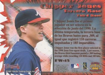 1997 Pacific Crown Collection - Fireworks Die Cuts #FW-15 Chipper Jones Back