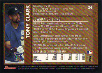 2000 Bowman - Retro/Future #34 Tony Clark Back