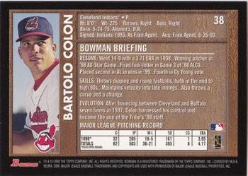 2000 Bowman - Retro/Future #38 Bartolo Colon Back
