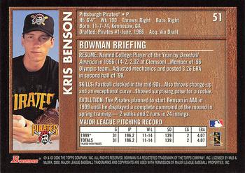 2000 Bowman - Retro/Future #51 Kris Benson Back