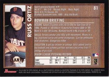 2000 Bowman - Retro/Future #81 Russ Ortiz Back