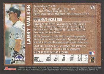 2000 Bowman - Retro/Future #96 Larry Walker Back