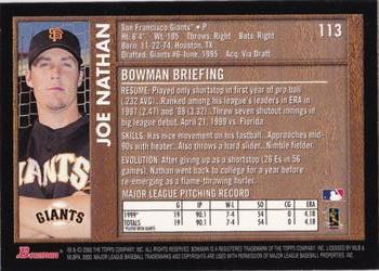 2000 Bowman - Retro/Future #113 Joe Nathan Back
