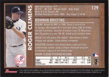 2000 Bowman - Retro/Future #129 Roger Clemens Back
