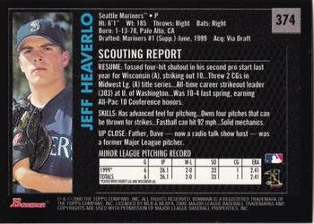 2000 Bowman - Retro/Future #374 Jeff Heaverlo Back