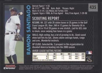 2000 Bowman - Retro/Future #435 Ramon Santiago Back