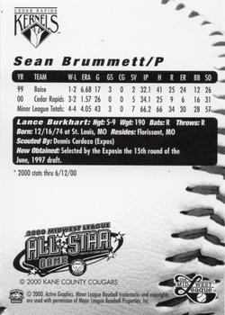 2000 Active Graphics Midwest League All-Stars #NNO Sean Brummett Back