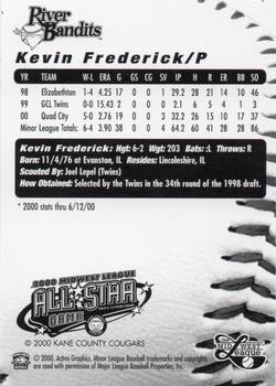 2000 Active Graphics Midwest League All-Stars #NNO Kevin Frederick Back
