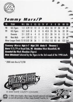 2000 Active Graphics Midwest League All-Stars #NNO Tommy Marx Back