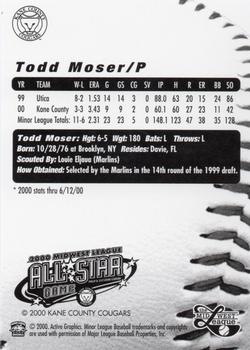2000 Active Graphics Midwest League All-Stars #NNO Todd Moser Back