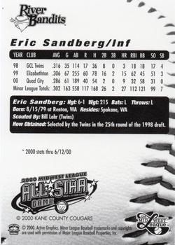 2000 Active Graphics Midwest League All-Stars #NNO Eric Sandberg Back