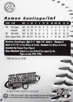 2000 Active Graphics Midwest League All-Stars #NNO Ramon Santiago Back