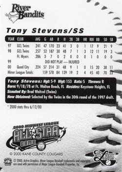 2000 Active Graphics Midwest League All-Stars #NNO Tony Stevens Back
