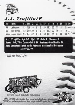 2000 Active Graphics Midwest League All-Stars #NNO J.J. Trujillo Back