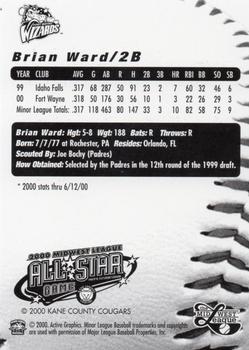 2000 Active Graphics Midwest League All-Stars #NNO Bryan Ward Back