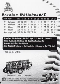 2000 Active Graphics Midwest League All-Stars #NNO Braxton Whitehead Back