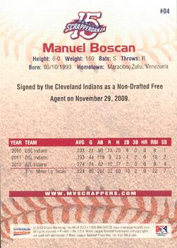 2013 Choice Mahoning Valley Scrappers #04 Manuel Boscan Back