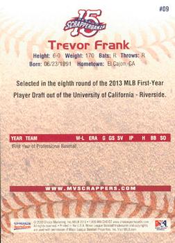 2013 Choice Mahoning Valley Scrappers #09 Trevor Frank Back