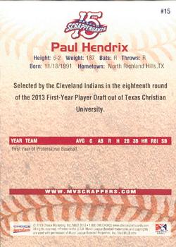 2013 Choice Mahoning Valley Scrappers #15 Paul Hendrix Back
