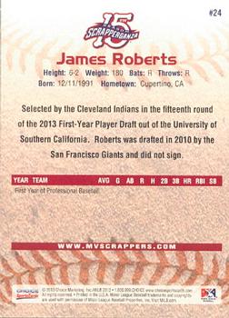 2013 Choice Mahoning Valley Scrappers #24 James Roberts Back