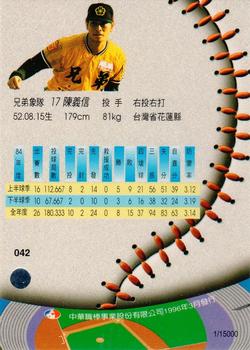 1995 CPBL A-Plus Series - Silver Stitch #042 Yi-Hsin Chen Back