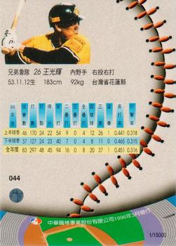 1995 CPBL A-Plus Series - Silver Stitch #044 Guang-Hui Wang Back