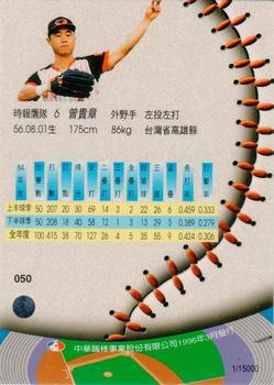 1995 CPBL A-Plus Series - Silver Stitch #050 Kuei-Chang Tseng Back