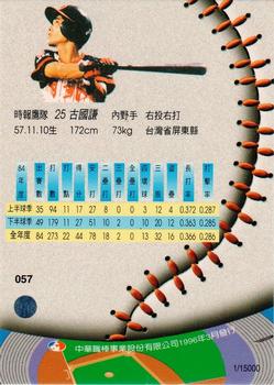 1995 CPBL A-Plus Series - Silver Stitch #057 Kuo-Chian Ku Back