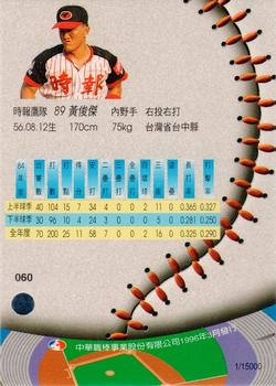 1995 CPBL A-Plus Series - Silver Stitch #060 Chun-Chieh Huang Back