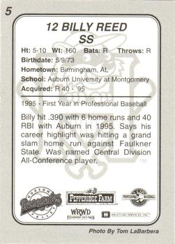 1995 Multi-Ad Hudson Valley Renegades #5 Billy Reed Back