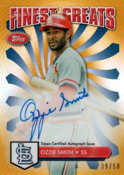2014 Finest - Greats Autographs Gold Refractors #FGA-OS Ozzie Smith Front
