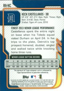 2014 Finest - Rookie Autographs #RA-NC Nick Castellanos Back